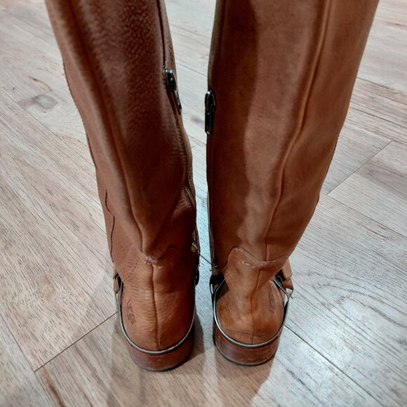Ugg Womens Channing Tall Brown Leather Riding Boots Western Buckle Zipper Size 8 - Picture 4 of 8